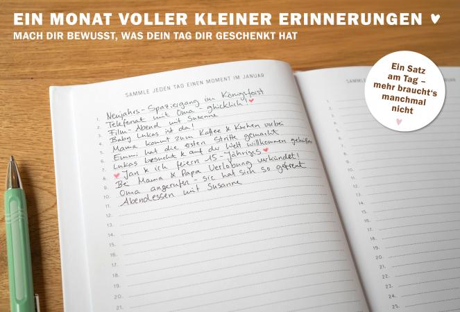 Notizbuch & Erinnerungsalbum für große Momente und besondere Augenblicke, Weiß Beige